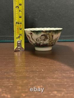 Chinese Famille rose Blue &White Handpainted bird Bowl / Cup Signed Porcelain