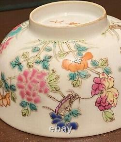 Chinese Famille rose Blue &White Handpainted flower Bowl Signed Porcelain China