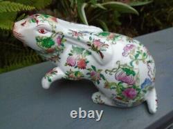 Chinese Famille rose hand painted Porcelain rabbit signed in Chinese to base