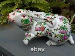 Chinese Famille rose hand painted Porcelain rabbit signed in Chinese to base