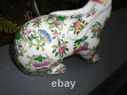 Chinese Famille rose hand painted Porcelain rabbit signed in Chinese to base