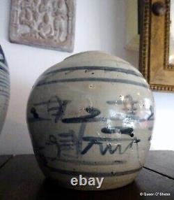 Chinese Ginger Jar Antique Handpainted Porcelain Calligraphy Signed