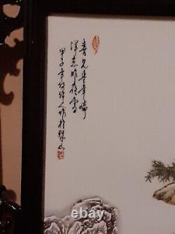 Chinese Hand Painted Framed Porcelain Panel