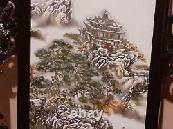 Chinese Hand Painted Framed Porcelain Panel