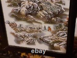 Chinese Hand Painted Framed Porcelain Panel