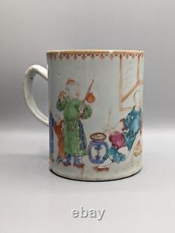 Chinese Large Porcelain Mandarin Tankard Mug Export Qianlong, 18th Century, AF