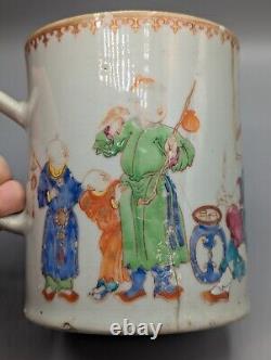 Chinese Large Porcelain Mandarin Tankard Mug Export Qianlong, 18th Century, AF