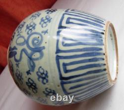 Chinese Ming dynasty blue and white ginger jar lotus pattern, hand painted