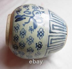 Chinese Ming dynasty blue and white ginger jar lotus pattern, hand painted