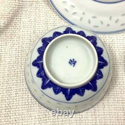 Chinese Porcelain Blue and White Bowl Spoon Rice Grain Dragon Plate Hand Painted