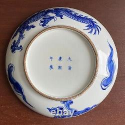 Chinese Porcelain Blue and White Handpainted Ceramic Dragon Plate China
