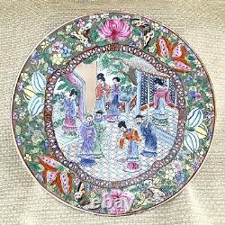 Chinese Porcelain Charger Plate Hand Painted Canton Famille Rose Vintage China