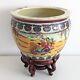 Chinese Porcelain Fish Bowl / Planter With Wooden Stand, Hand Painted, Vintage