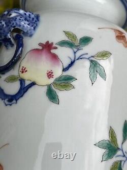 Chinese Porcelain Vase Famille Rose Qianlong Mark Bats Peaches Qing Republic