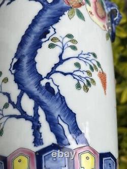 Chinese Porcelain Vase Famille Rose Qianlong Mark Bats Peaches Qing Republic