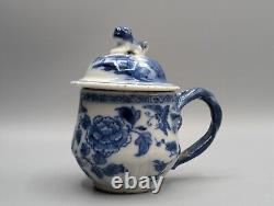 Chinese Qianlong Porcelain Custard Cup & Lid, 18th Century, Export, Blue & White