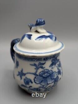 Chinese Qianlong Porcelain Custard Cup & Lid, 18th Century, Export, Blue & White