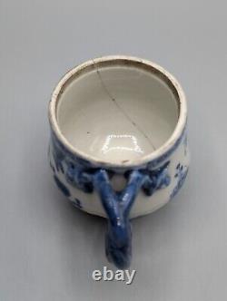 Chinese Qianlong Porcelain Custard Cup & Lid, 18th Century, Export, Blue & White