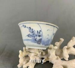 Chinese Shipwreck Cargo Blue and White Lotus and Landscape Tea Bowl c1720