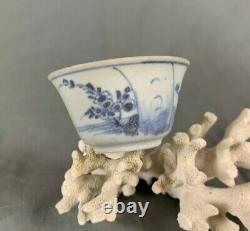 Chinese Shipwreck Cargo Blue and White Lotus and Landscape Tea Bowl c1720