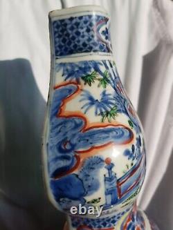 Chinese Tianqi Period famille verte Gourd Shape wall vase
