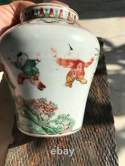 Chinese antique porcelain Early Qing, Shunzhi Famille Rose Hundred Kids Jar