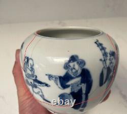 Chinese antique porcelain blue and white jar Qing dynasty Kangxi marked