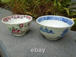 Chinese antique t cups both 18th century hand painted