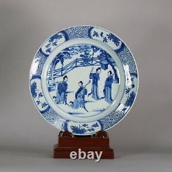 Chinese blue and white'dancers and musicians' plate, Kangxi (1662-1722)