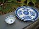 Chinese Blue And White Hand Painted Plate And Small Tea Bowl Both 19th Century