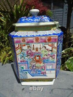 Chinese famille rose hand painted porcelain spice jar with lid beautiful paintin