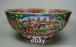 Chinese famille rose hunting bowl, Qianlong (1736-95), with European figures
