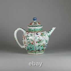 Chinese famille verte moulded teapot and cover, Kangxi (1662-1722)