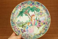 Chinese old colour enamels porcelain hand painting mother plate
