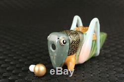 Chinese old porcelain hand painting locust statue figure collectable