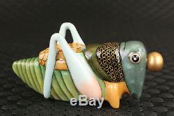 Chinese old porcelain hand painting locust statue figure collectable