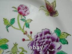 Chinese pair of porcelain hand painted plates with butterflies signed