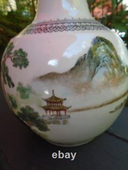 Chinese republic porcelain vase hand painted signed to base