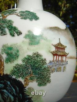 Chinese republic porcelain vase hand painted signed to base