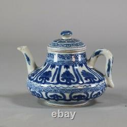 Chinese soft paste blue and white miniature teapot, Kangxi (1662-1722)