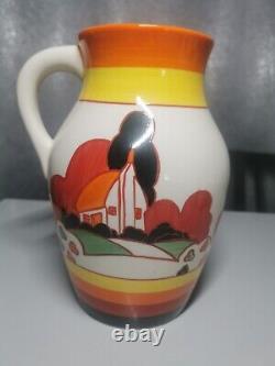 Clarice Cliff Bizarre Wedgwood Farmhouse Hand Painted Lotus Jug L26B