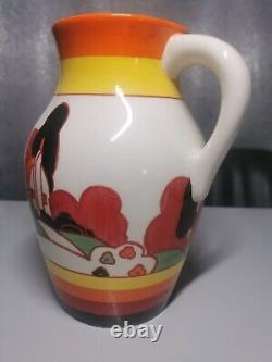 Clarice Cliff Bizarre Wedgwood Farmhouse Hand Painted Lotus Jug L26B