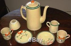 Clarice Cliff Porcelain Coffee Set Ravel Hand Painted