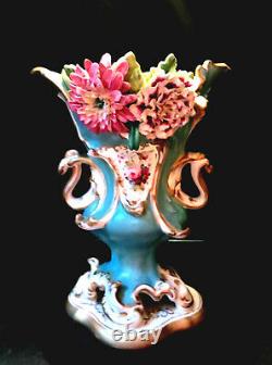 Coalport Coalbrookdale Rococo Revival Vase with Applied Flowers, ca. 1830