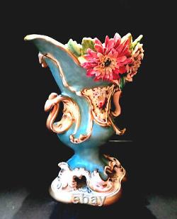 Coalport Coalbrookdale Rococo Revival Vase with Applied Flowers, ca. 1830