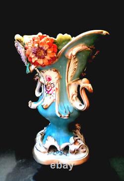 Coalport Coalbrookdale Rococo Revival Vase with Applied Flowers, ca. 1830