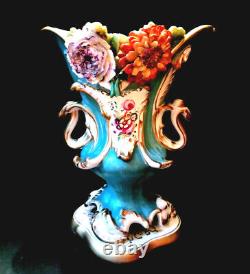 Coalport Coalbrookdale Rococo Revival Vase with Applied Flowers, ca. 1830