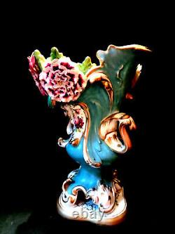 Coalport Coalbrookdale Rococo Revival Vase with Applied Flowers, ca. 1830