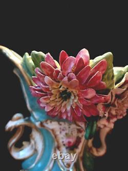 Coalport Coalbrookdale Rococo Revival Vase with Applied Flowers, ca. 1830