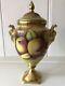 Coalport Hand Painted Fruits Mask Handles Pedestal Vase & Cover By M Harnett 7